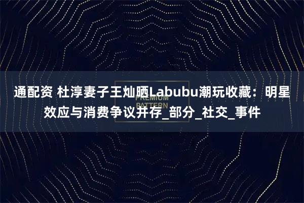 通配资 杜淳妻子王灿晒Labubu潮玩收藏：明星效应与消费争议并存_部分_社交_事件